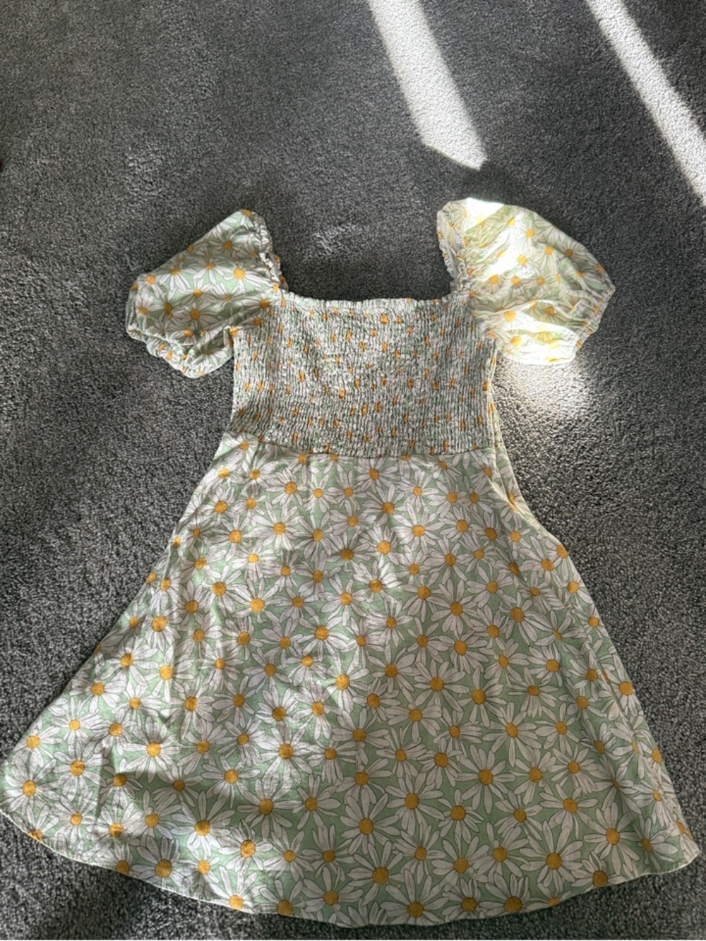 Mini daisy dress- Yellow & Green